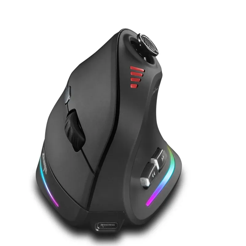 Jomaa RGB-Hintergrundbeleuchtung, kabellose vertikale Maussteuerung für Gamer, 24000 DPI, verstellbare programmierbare Tasten, Gaming-Maus, kabelgebunden