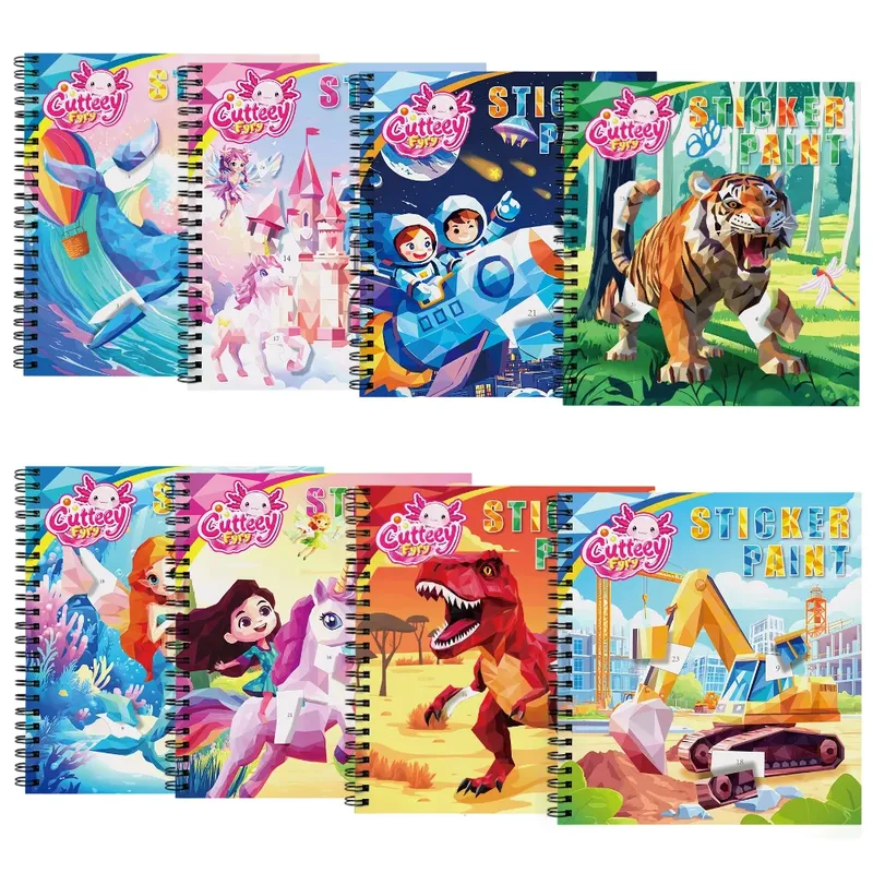 1/2/4/6PCS Malen Durch Aufkleber Für Kinder Kinder Beschäftigt Aufkleber Buch Nach Zahlen Aufkleber Puzzle Buch Mit Geschichte Mädchen Schreibwaren
