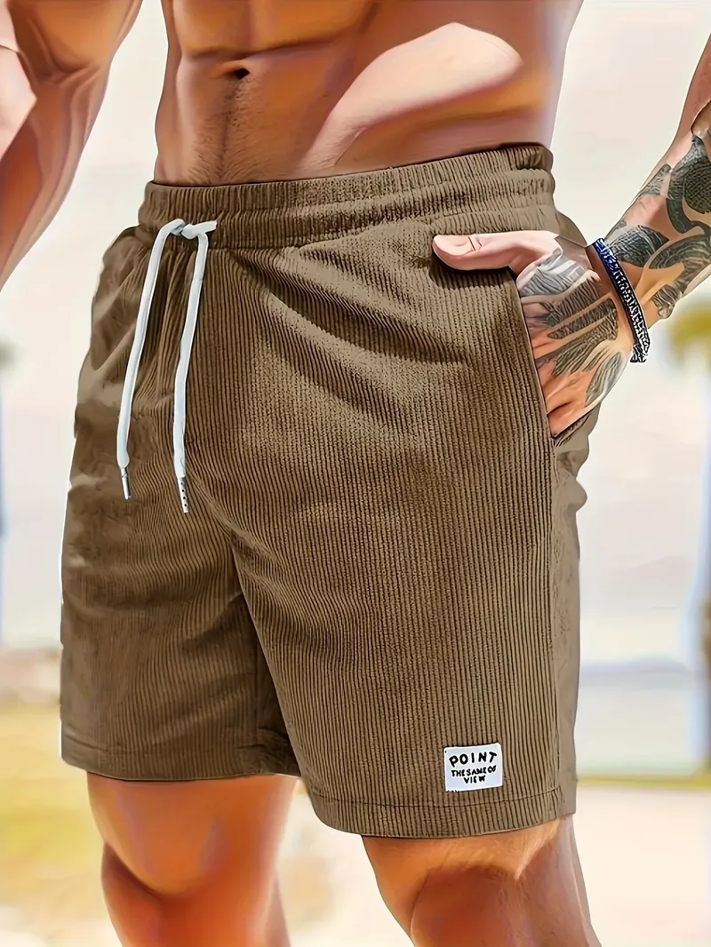 Sommer Herren Cord Shorts Lässige leichte lockere Passform Herren Strand Boardshorts Kurze Hosen Hosen