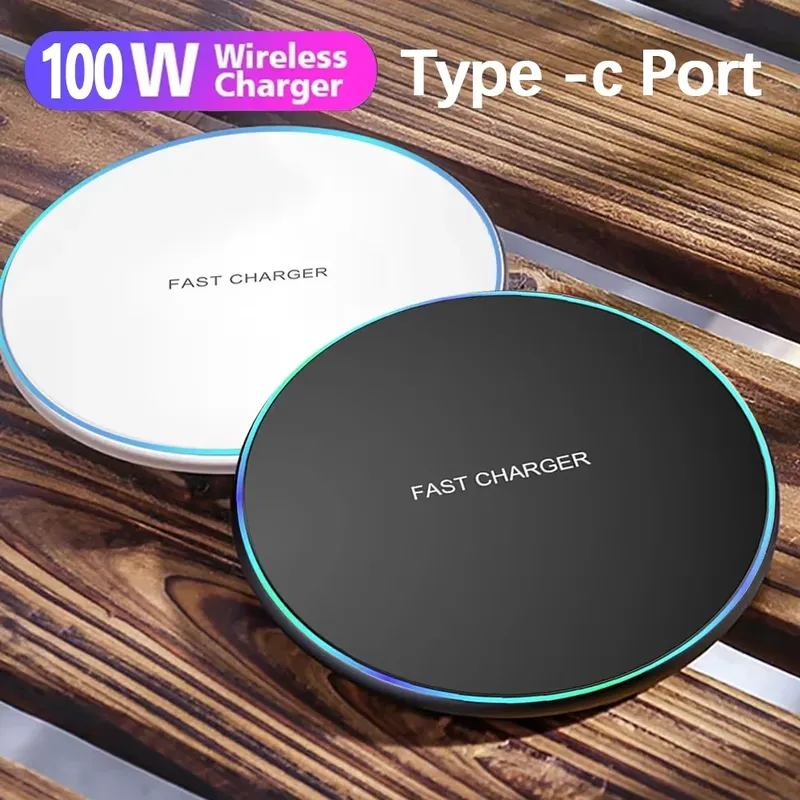 100 W kabelloses Ladegerät USB C Pad Schnellladung QC 3.0 für iPhone 16 15 14 13 12 11 XR 8 Samsung S24 S23 S22 Schnellladestation