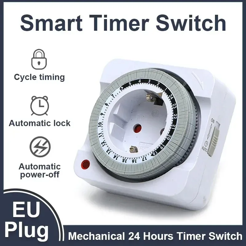 24-Stunden-Mechanischer-Timer, intelligenter Countdown, automatische Abschaltsteckdose, EU-Stecker für den Innenbereich