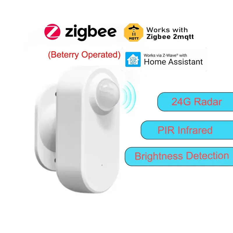 Smart Zigbee Human Presence Sensor 24G MmWave Radar + PIR, Helligkeitserkennung. Verwenden Sie die Batterieunterstützung Zigbee2mqtt Home Assistant