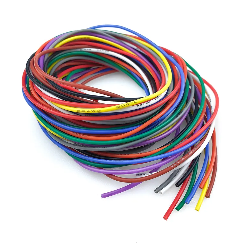 10 Farben 16-18-20-22-24-26-28-30 Gauge Silikon-Elektrodraht 10 Fuß pro Farbe 22 AWG Streifendraht-Set aus verzinntem Kupfer