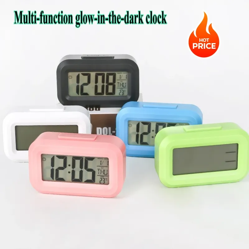 Wecker Digitaluhr LED Elektronisch mit Hintergrundbeleuchtung Snooze Kalender für Home Office Desktop Tisch Display Uhr