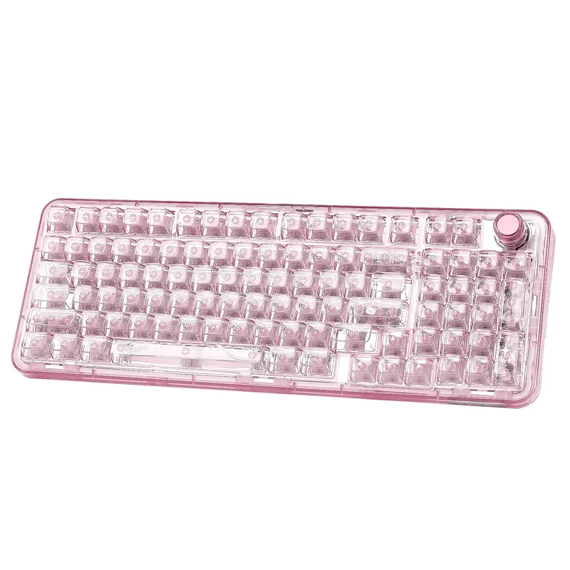 YUNZII X98 Pink QMK/VIA Kabellose transparente RGB-Tastatur, Hot-Swap-Dichtung, mechanische Gaming-Tastatur, vorgeschmierte Tastatur