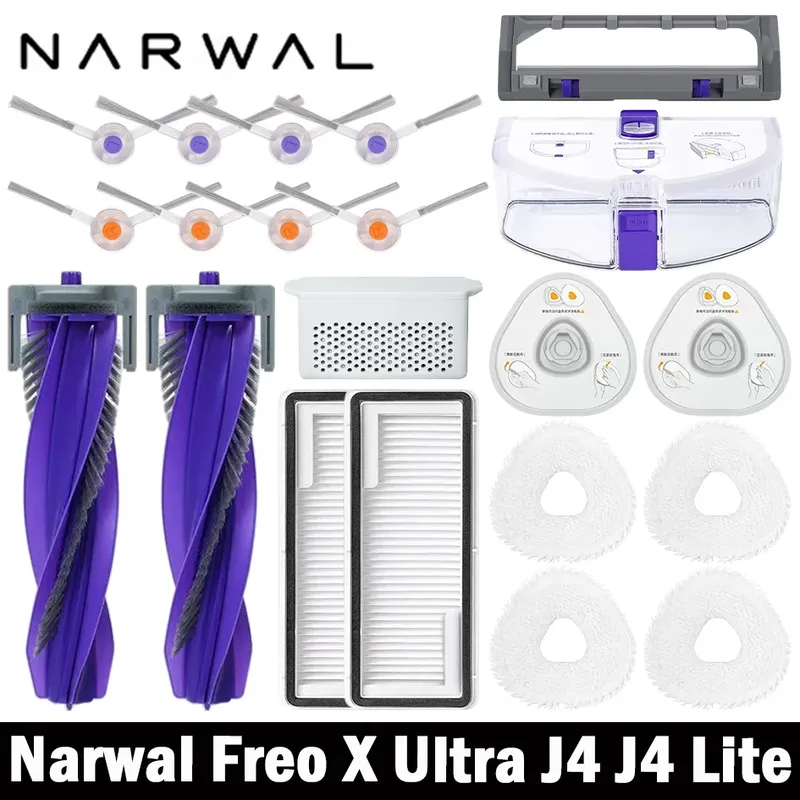 Narwal Freo X Ultra / J4 / j4 Lite Roboterstaubsauger Ersatzteile Hauptseitenbürsten Mopptücher HEPA-Filter Zubehör