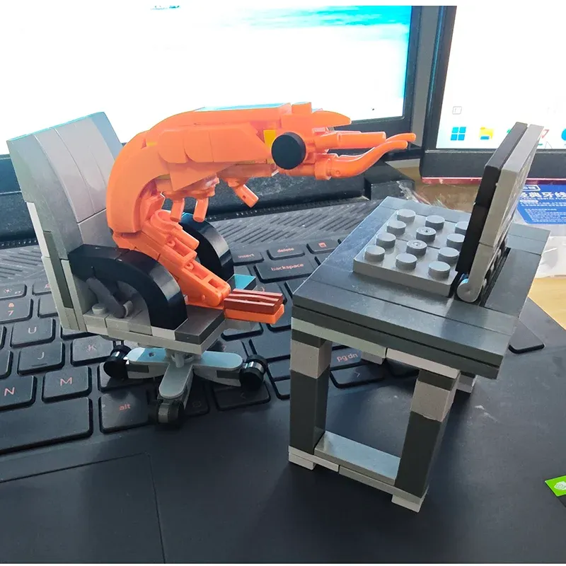 MOC-Baustein-Garnelenmodellfiguren, Puzzle-Montage, zufällige Mischung für Jungen und Mädchen, kreative Parodies für Internet-Promi