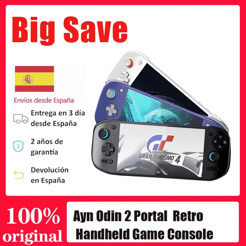 Ayn Odin 2 Portal Retro-Handspielkonsole, 7-Zoll-120-Hz-Bildschirm, 8000 mAh, 8 Generation 2, 128 G, Retro-Videospielkonsolen für Geschenke