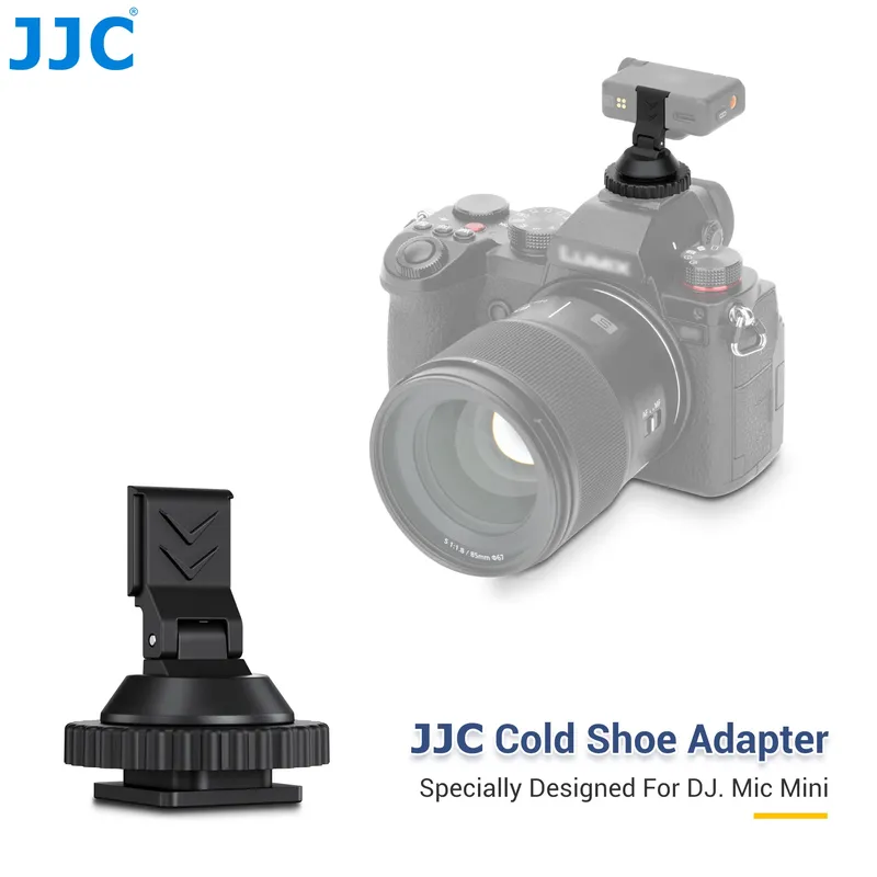 JJC faltbarer Kaltschuh-Adapter für DJI Mic Mini mit 1/4-20 Winkel verstellbarem Adapter für DSLR-Kamera, Vlogging, Videoaufzeichnung