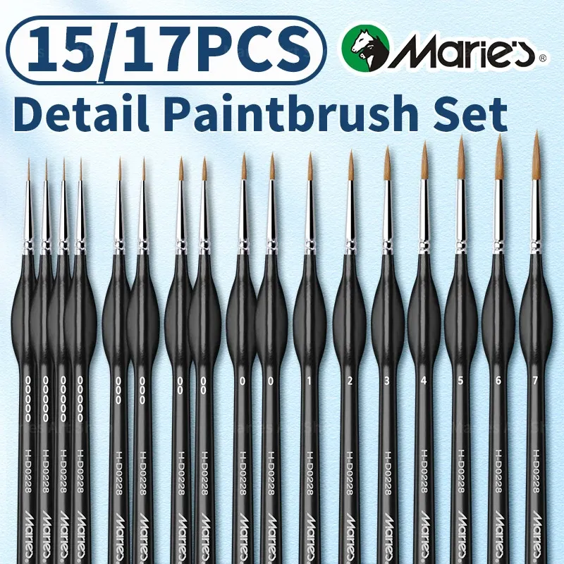 15-teiliges Marie-Detailpinsel-Set, Miniatur-dünnes kleines Pinselset für Acrylmalerei zum Basteln, Zahlen nach dem Malen