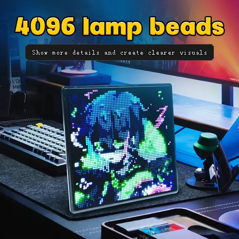 APP RGB Digitales Lampenpanel Smart LED Pixel Matrix Display 64x64 DIY Animation Cartoon Gaming Anime Custom für Raumdekoration 32x32