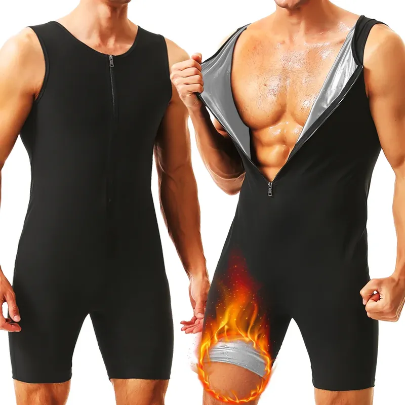 Herren Saunaanzug Schweiß Wärme Trapping Workout Fettverbrennung Weste Bauch Abnehmen Bodys Tank Tops Taille Trainer Fitness Korsett