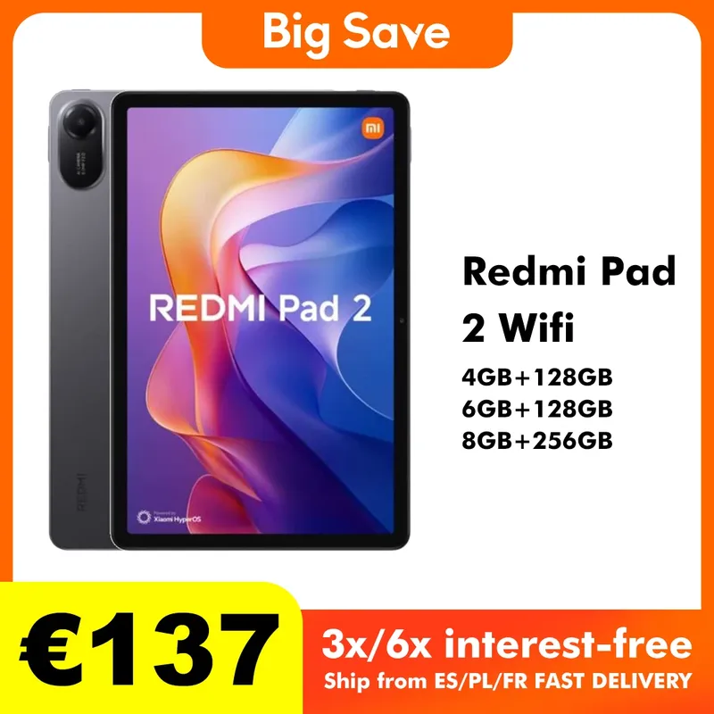 Xiaomi Redmi Pad 2 4 GB/128 GB 6 GB/128 GB 8 GB/256 GB 9000 mAh Akku 11 Zoll 2,5 K WiFi Global Version Tablet PC