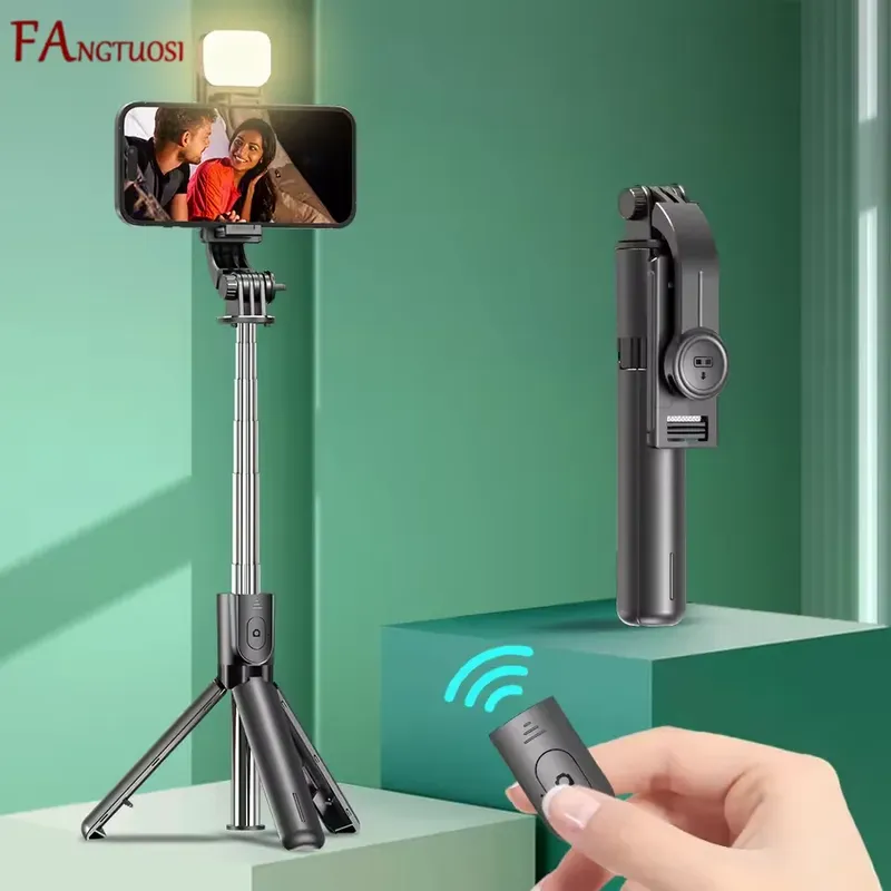 Bluetooth Selfie Stick Stativ Desktop Ständer, Telefonhalter, kabelloser Fernauslöser, für iPhone Android, Option mit Fülllicht