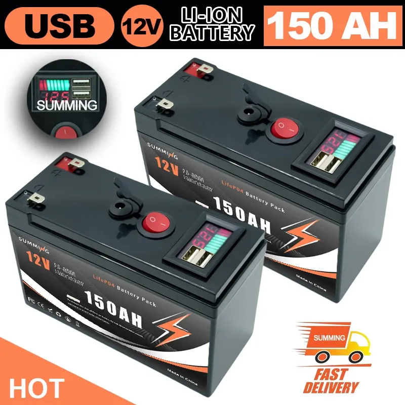 🔋 12V LiFePO4 150Ah Lithiumbatterie über 5.000 Zyklen, für Power Wheels Spielzeug, Roller, Radio, USV, Kajak-Fischfinder, Solarpanel