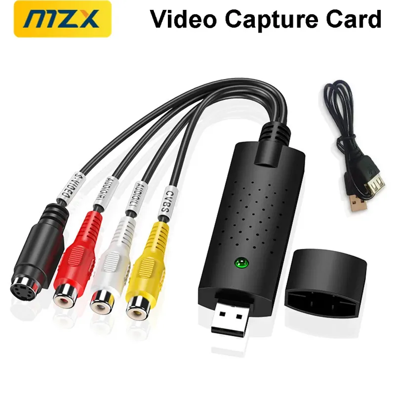 USB-Videoaufnahmekarte Easy Cap VHS VCR Mini DV Hi8 DVD-zu-Digital-Konverter RCA/S-Video zu USB 2.0 Audio Video Record Capturer