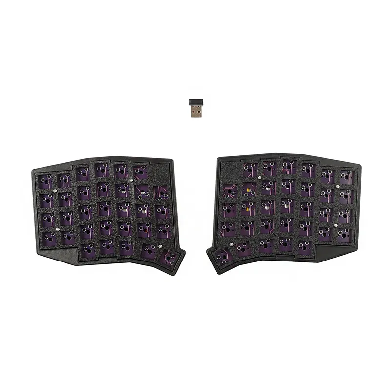 YMDK Sofle 2,4 GHz Wireless Split 64 Ergonomisches Hotswappable 60 % Layout 3D PLA Fläschchen All Key Programmierbares Gaming-Tastatur-Kit