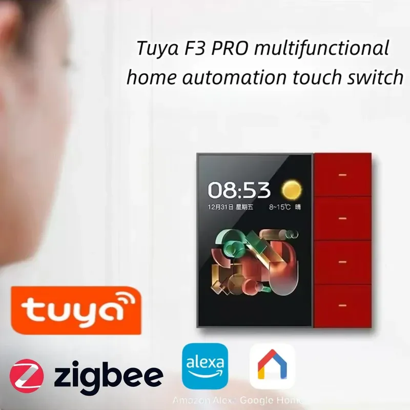F3Pro Tuya Smart ZigBee Wandschalter, zentrales Bedienfeld für die Hausautomation, Vorhang- und Lichtszenen-Touch-Schalter.