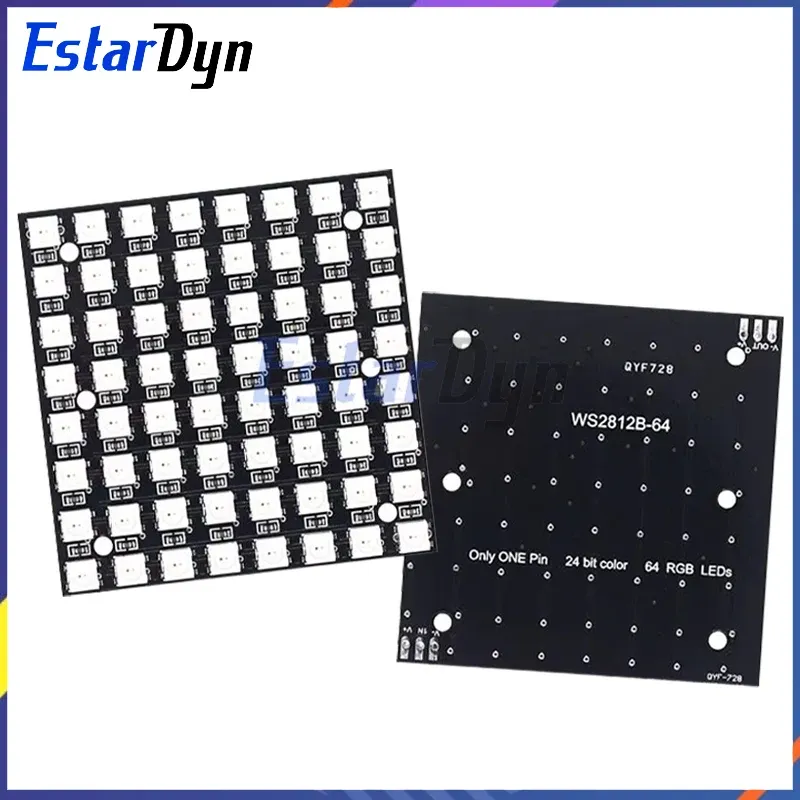 8 x 8 WS2812 LED-Matrix-Panel, 64 RGB-Pixel, 5050 SMD, programmierbar, adressierbar für Arduino/ESP32, hohe Helligkeit, DIY-Dekor/Schilder