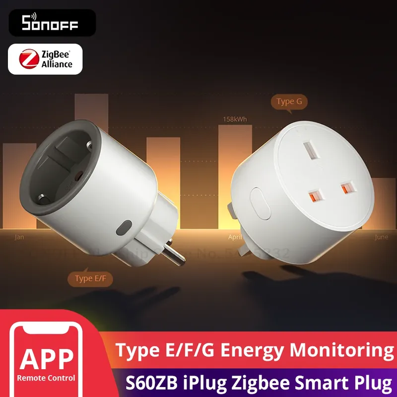 SONOFF S60ZB iPlug Zigbee Smart Plug Energieüberwachung Drahtlose Steckdose Timer Smart Switch Sprachsteuerung Google Home Amazon Alexa