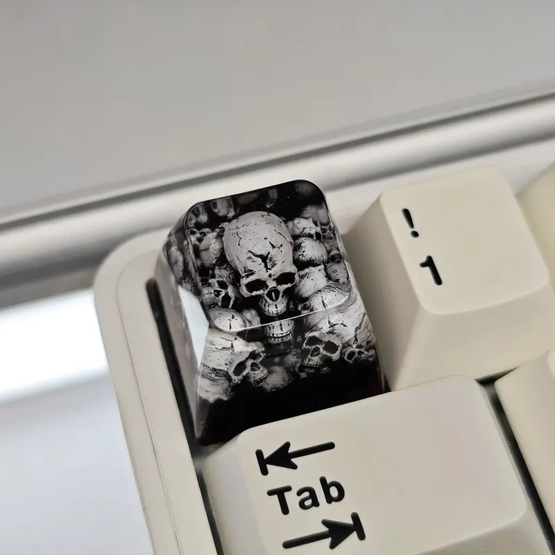 1 Stück Harz Dark Skull Tastenkappe Kreative Gaming-Tastatur 3D Artisan Tastenkappen für mechanische Tastatur Zubehör Geschenk