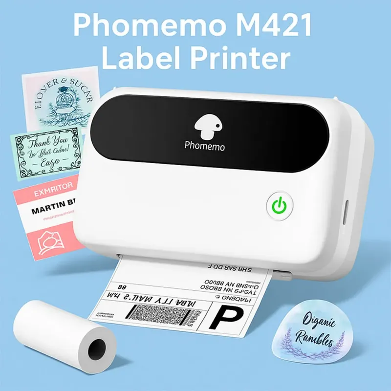 Phomemo M421 Etikettendrucker, 4 x 6 Versand, Thermo-Etikettendrucker, kompatibel mit Telefon und PC, tragbare Bluetooth-Drucker für Paket