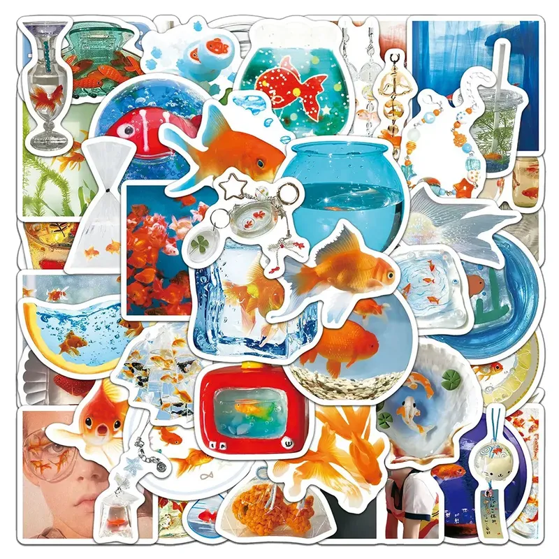 10/30/50PCS Ins Stil Goldfisch Cartoon Aufkleber Ästhetische Graffiti Sammelalbum Gitarre Telefon Wasserdicht Retro Cartoon Aufkleber spielzeug
