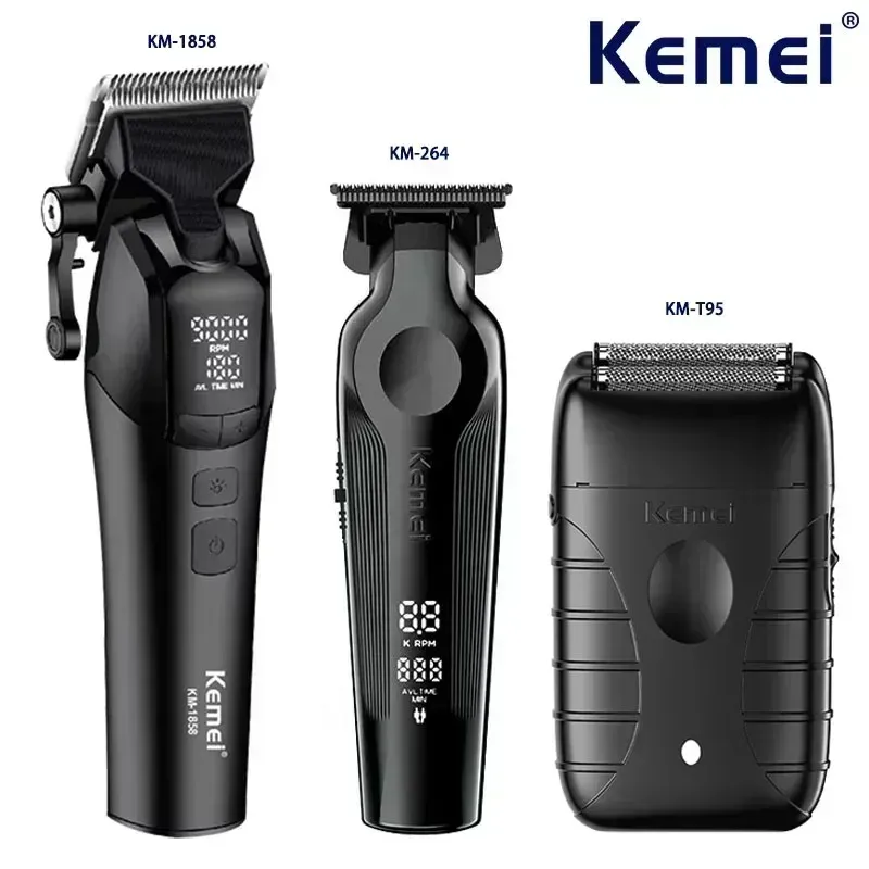 Kemei 9000 U/min 10 W Haarschneidemaschine KM-264 wiederaufladbarer elektrischer Trimmer Original KM-1858 KM-T95 Rasierer für Männer Barber Clippers Kit