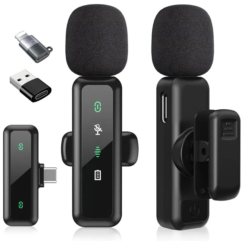 Wireless Lavalier-mikrofon Für iPhone Android PC Audio Video Aufnahme Noise Cancelling Clip-on Mikrofone Für Vlog Tiktok YouTube