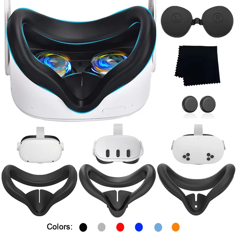 Bequeme, waschbare Anti-Schweiß-Augenmaske, Silikon-Gesichtspolster, Linsenabdeckung und Stoff für Meta Quest 3/3s/2 VR-Zubehör, 3S-Idee, Geschenk