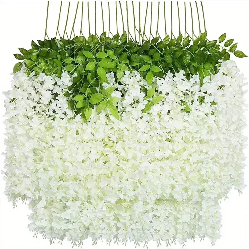 12 Stück Glyzinienranken künstliche Blumen Großhandel nachgestellte gefälschte Schnur für Zuhause Hochzeit Party Dekor Seide