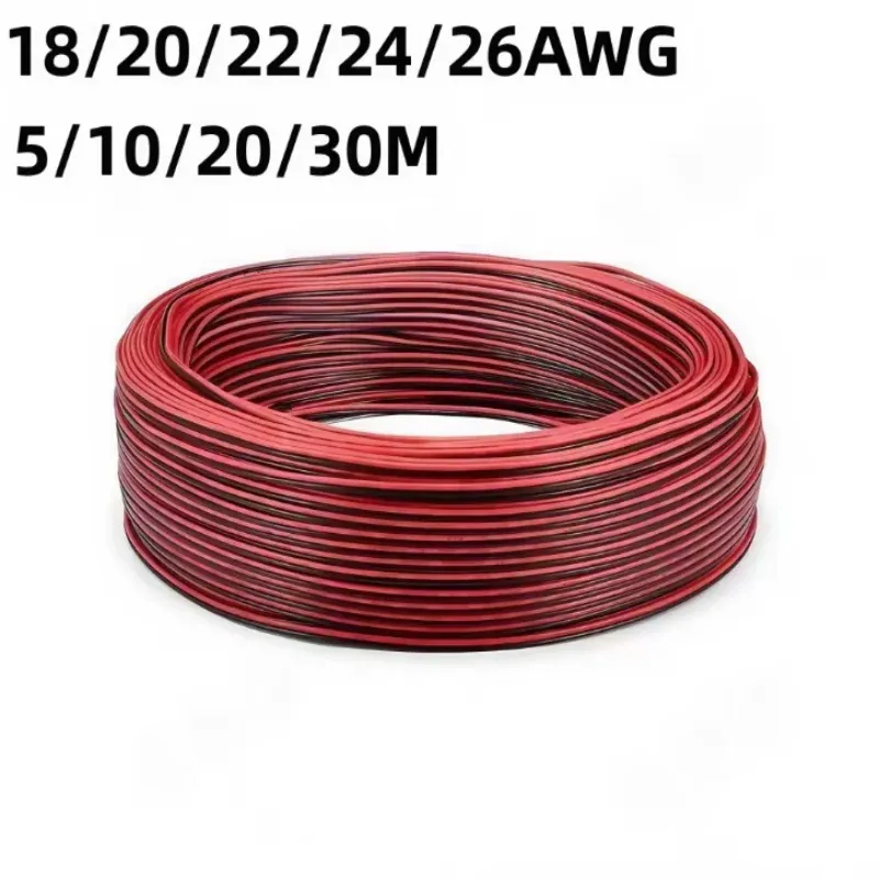2-poliges rotes schwarzes elektrisches Kabel 18 20 22 24 26 LED-Streifenkabel 2-adriges Verlängerungskabel aus verzinntem Kupfer für Beleuchtungs-Audio