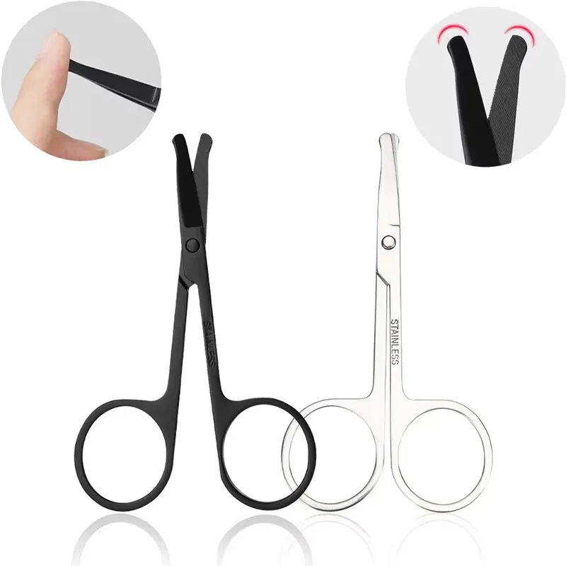 1/2Pcs Edelstahl Sicherheit Nase Haar Trimmer Augenbraue Wimpern Schere Tragbare Mini Runde Kopf Sichere Haar Entfernung werkzeuge