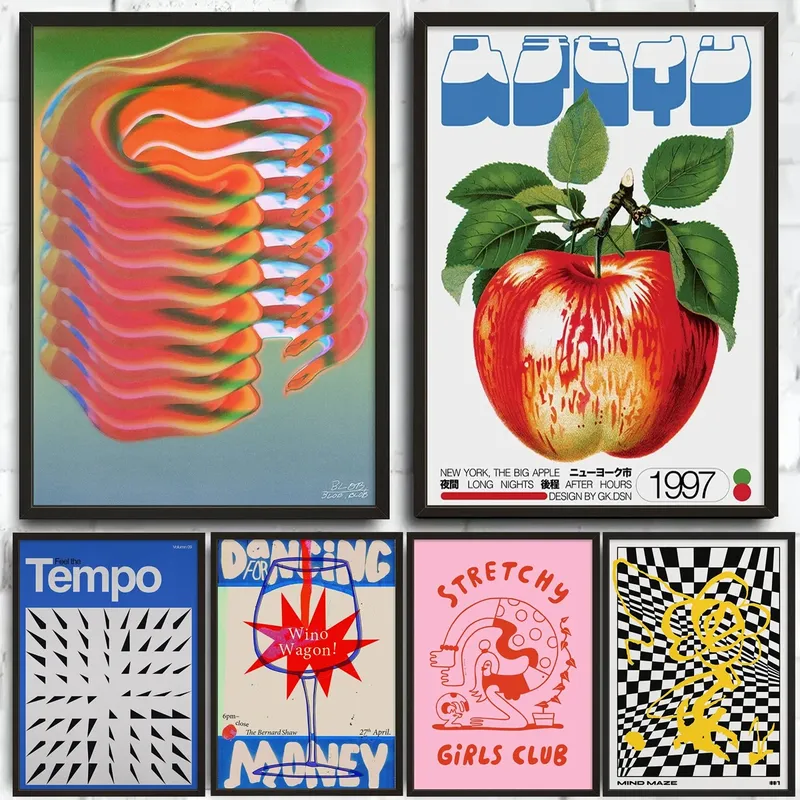 Mid Century Abstrakte Illustration Leinwanddrucke Poster Vintage Japanische Kunstdrucke Schlafzimmer Wandkunst Home Decor Kunst Poster Geschenke