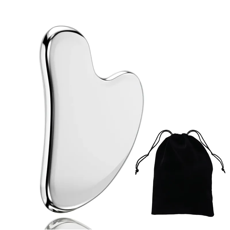 Gua Sha Gesichtswerkzeuge aus Edelstahl 304, Gesichtsmassage-Werkzeuge, glatter, robuster Metallschaber, Guasha-Werkzeug, Gesicht und Körper, reduziert Schwellungen