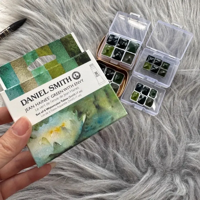 Daniel Smith Grünes 6-Farben-Aquarell-Pigmentpaket, 1 ml/2 ml, tragbarer Aquarell-Künstler, Reisen, Malen, Kunstbedarf - 9.36 EUR