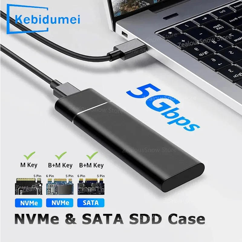 Dual Protocol M2 SSD-Gehäuse M.2 NVMe SATA SSD-Gehäuseadapter 10 Gbit/s USB 3.1 Typ C externes Gehäuse unterstützt M- und B&M-Tasten