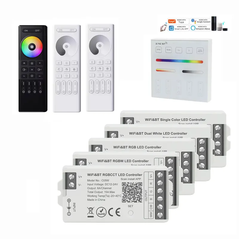 Tuya Wifi LED Controller C01W C05W DIM CCT RGB CCTRGBW LED Licht Dimmer Smart Leben APP 2,4G RF Alexa google Hause Voice Control