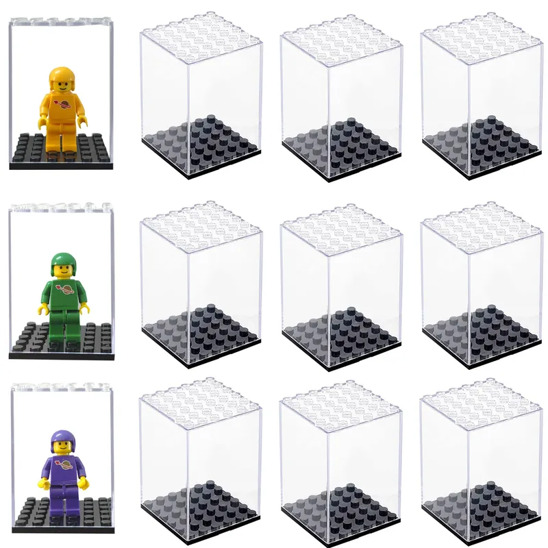4–32 Stück Minifiguren-Vitrine, Acryl-Display-Box, stapelbare Bausteine, Aufbewahrungskoffer für Figuren, Spielzeug und Sammlerstücke