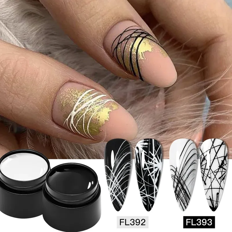 2/4 stücke Weiß Schwarz Silber Spinne Zeichnung Gel Nagellack Set UV Malerei Umriss Gel Lack Nägel Kunst maniküre Nagel Liefert