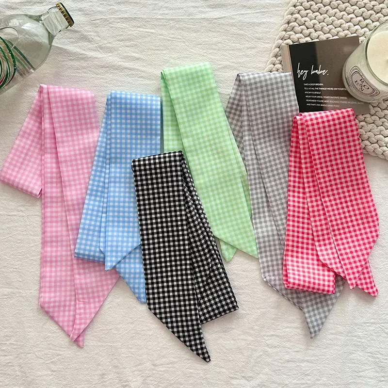 Frauen Schal Luxus Seide Schal Mode Haar Stirnband Foulard Dünne Tasche Schals Halstuch Kleine Tasche Griff Band Dame Krawatte
