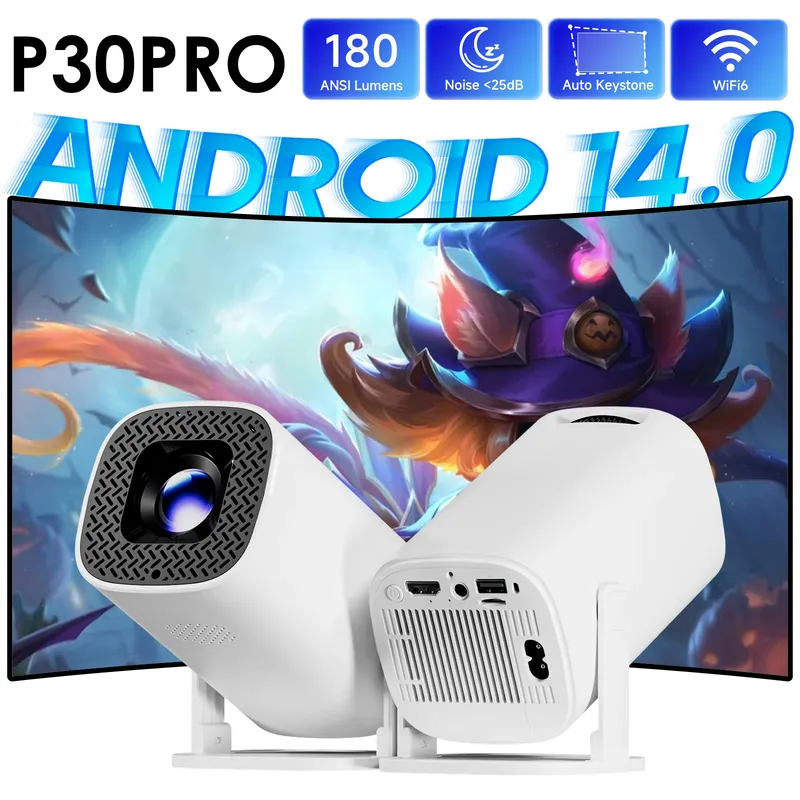 P30 PRO Smart Mini-Projektor Android 14 WiFi6 BT 5.0 unterstützt 4K 1280 * 720P Video Smart Home Theater Outdoor tragbarer Projektor