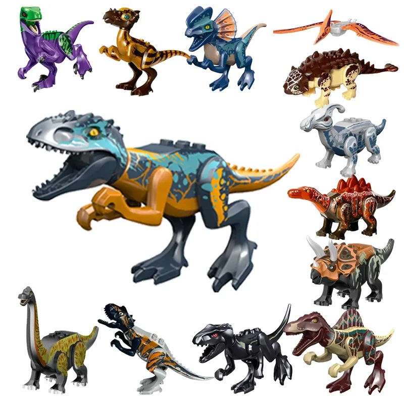 Coole Jurassic Dinosaurier Welt Velociraptor Triceratops Indominus T-Rex Modell Montieren Bausteine Spielzeug Für Kinder Jungen Geschenk
