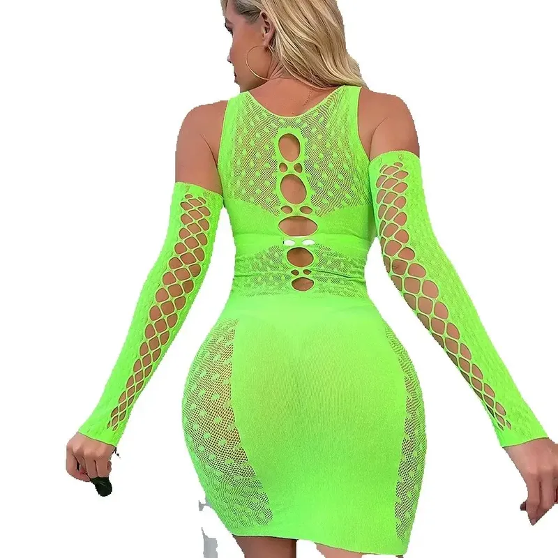 Aushöhlen Sexy Nachthemd Dessous Spitze Fishnet Pyjamas Sexy Beachwear Mini Kleid Erotische Heiße Babydoll Kleid Exotische Kostüme