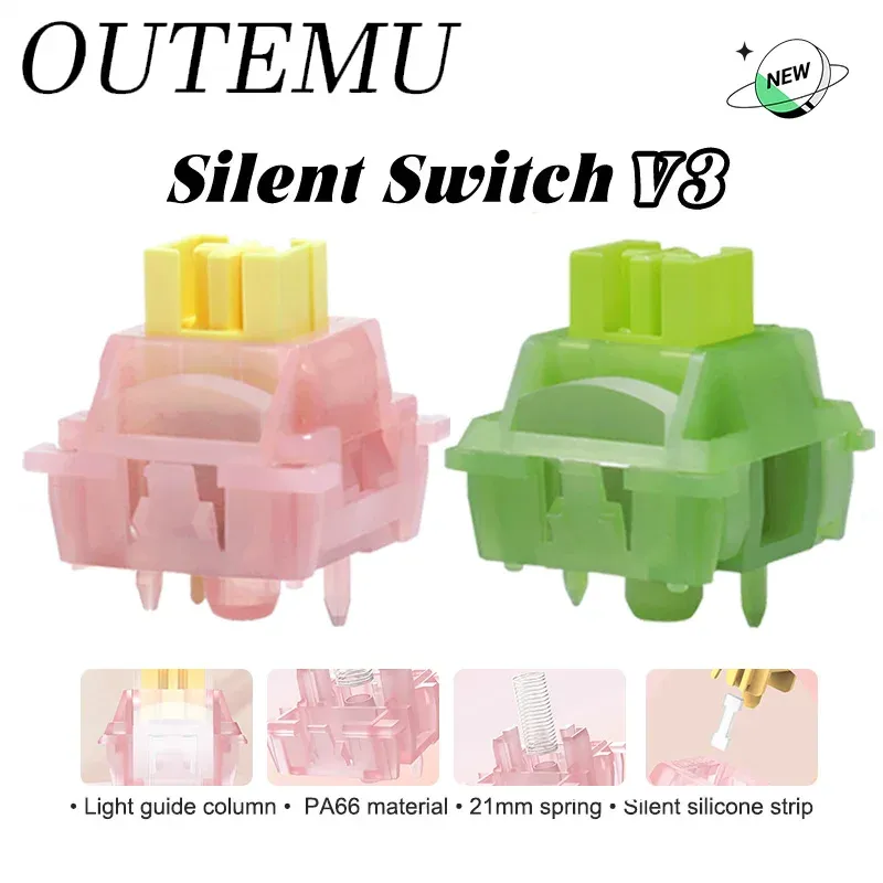 Outemu Silent Lemon V3-Schalter Silent Peach V3-Schalter Vorgeschmierte mechanische Tastatur Linear Tactile 5Pin Hot Swap PA66 POM