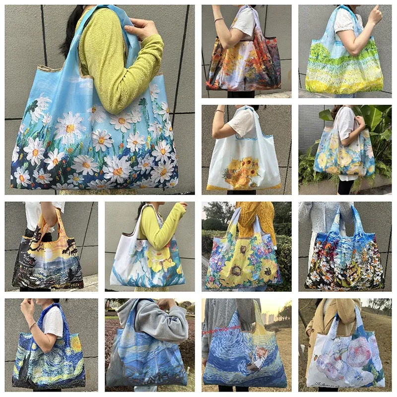 Neue Mode Tasche Faltbare Einkaufstasche Wiederverwendbare Lebensmittel Lagerung Tasche Nylon Tragbare Schulter Handtasche Reise Einkaufstasche