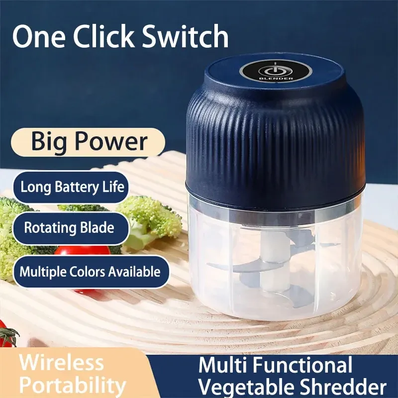 250ml Mini Kabelloser USB-Aufladbarer Elektrischer Gemüsezerkleinerer Knoblauchpresse Küchenhelfer für Knoblauch