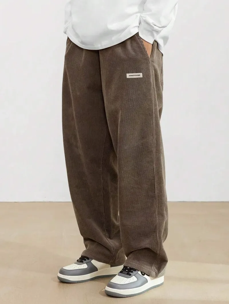 2026 Neue Mode Herren Cordhose Gerade Geschnitten Lässige Hose Frühling Herbst Outdoor Streetwear mit Kordelzug Elastischer Bund