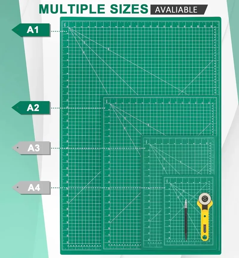 A2 A3 A4 A5 PVC-Schneidematte Doppelseitige Selbstheilende Schneideunterlage Patchwork-Werkzeuge DIY Handwerk Künstler-Schneidemesser-Set