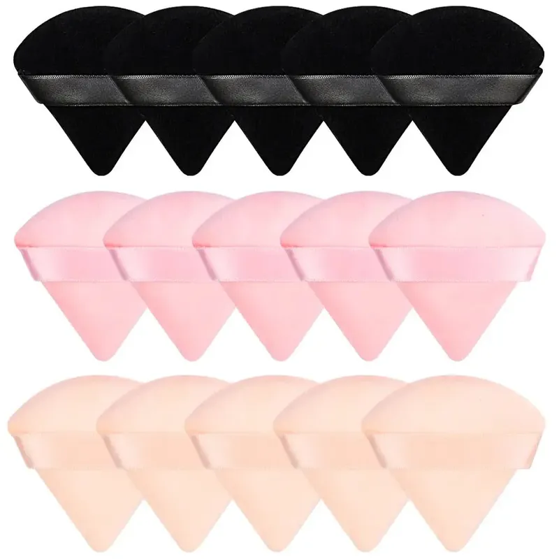 12-teiliger Puderquaste für das Gesicht, dreieckiger Make-up-Schwamm, weiche Veloursquasten für lose Puderfassung, Pudermixer, Foundation-Schwamm